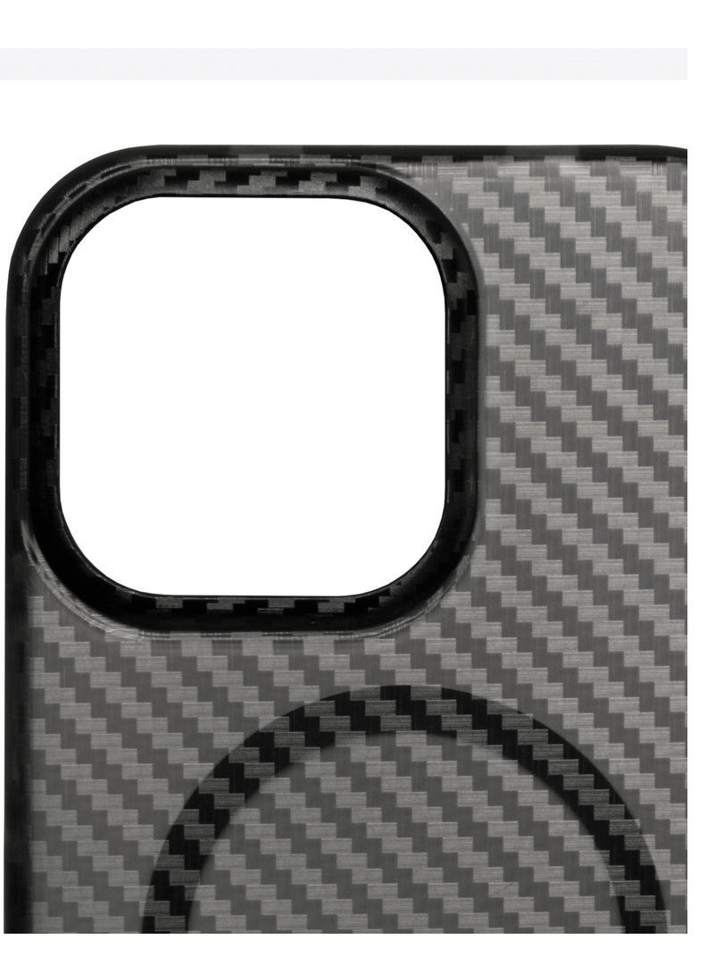 ELLAGECASE حافظة كربون لجهاز آيفون 16 برو، كربون مغطى بالبلاستيك، حماية كاميرا قوية، مضادة للصدمات، حماية معززة، متوافقة مع ماغسيف والشحن اللاسلكي - Image 2