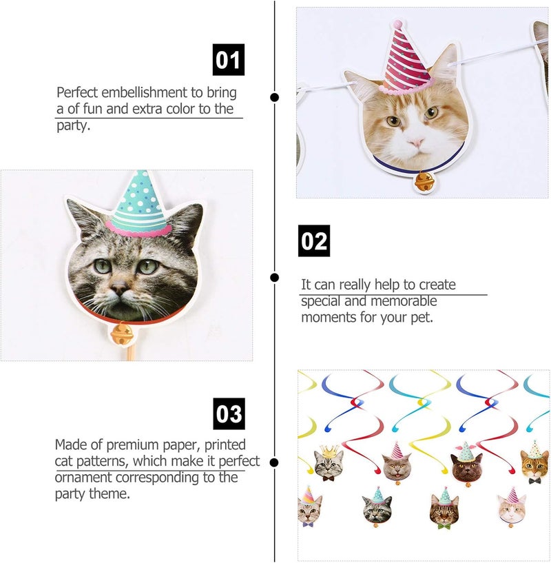 كلاراكو مجموعة واحدة من زينة عيد ميلاد الحيوانات الأليفة من كلاركو، زينة حفلات الحيوانات الأليفة، زينة حفلات القطط، ديكور السقف، زينة عيد ميلاد سعيد، لافتة عيد ميلاد سعيد، لافتة قطط، اختيارات كعكة عيد ميلاد قطط، لافتة حيوانات - Image 3