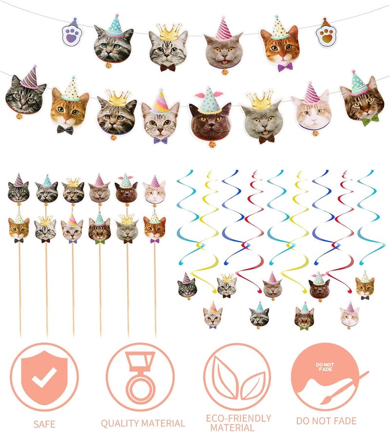 كلاراكو مجموعة واحدة من زينة عيد ميلاد الحيوانات الأليفة من كلاركو، زينة حفلات الحيوانات الأليفة، زينة حفلات القطط، ديكور السقف، زينة عيد ميلاد سعيد، لافتة عيد ميلاد سعيد، لافتة قطط، اختيارات كعكة عيد ميلاد قطط، لافتة حيوانات - Image 2