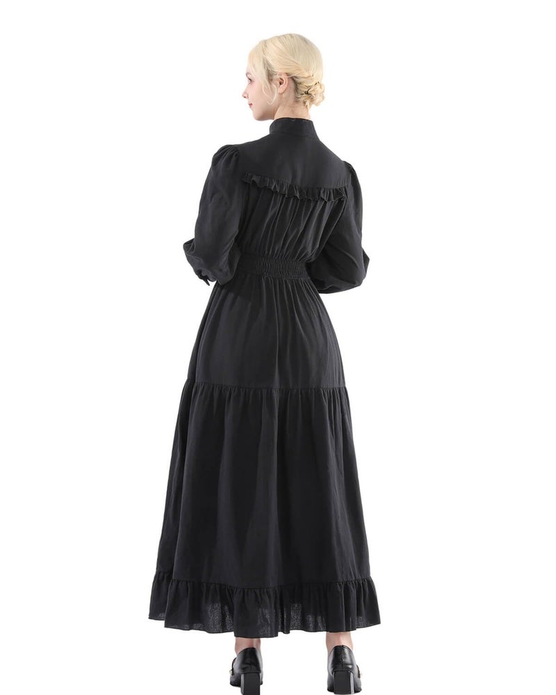 Nuoqi Black Victorian Dress for Women Long Sleeve Edwardian Dress Gothic Medieval Renaissance Costume XL - Image 3