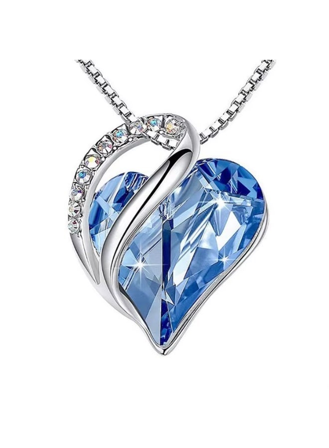Infinity Love Heart Pendant Necklace with Birthstone Crystals Jewelry Gifts Necklace - Image 3