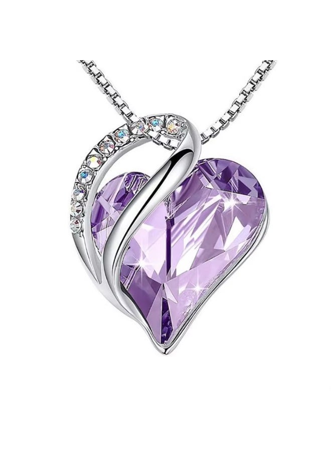 Infinity Love Heart Pendant Necklace with Birthstone Crystals Jewelry Gifts Necklace - Image 1