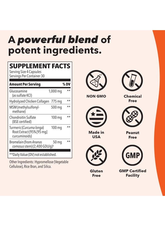 Life Seasons Mobili-T - Joint Support Supplement - Glucosamine Chondroitin MSM Collagen Bromelain & Turmeric - Reduce Swelling & Aches - Increase Range of Motion & Mobility - 120 Capsules  - Image 3