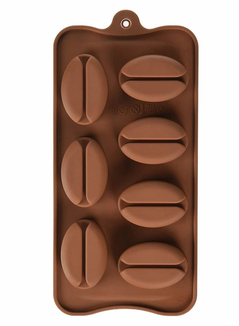 Excefore 3Pcs Coffee Bean Shapes Silicon Mold Ice Soap Cube Tray, 7 Cavities Cake Candy Molds DIY Handmade Decor Baking Cooking Tools - Image 3
