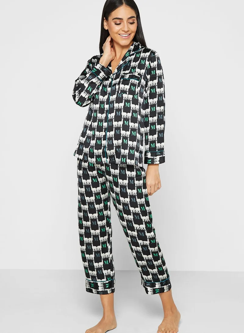 Khizana Printed Blouse And Pants Nightsuit