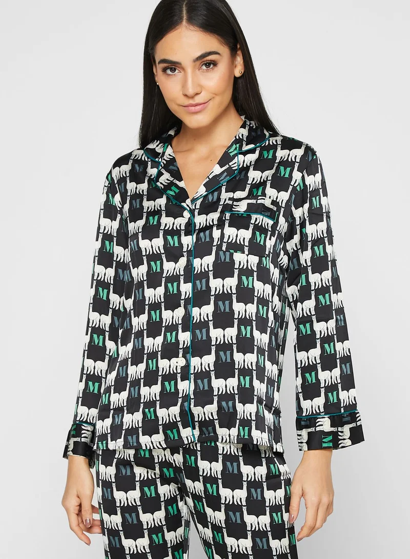Khizana Printed Blouse And Pants Nightsuit