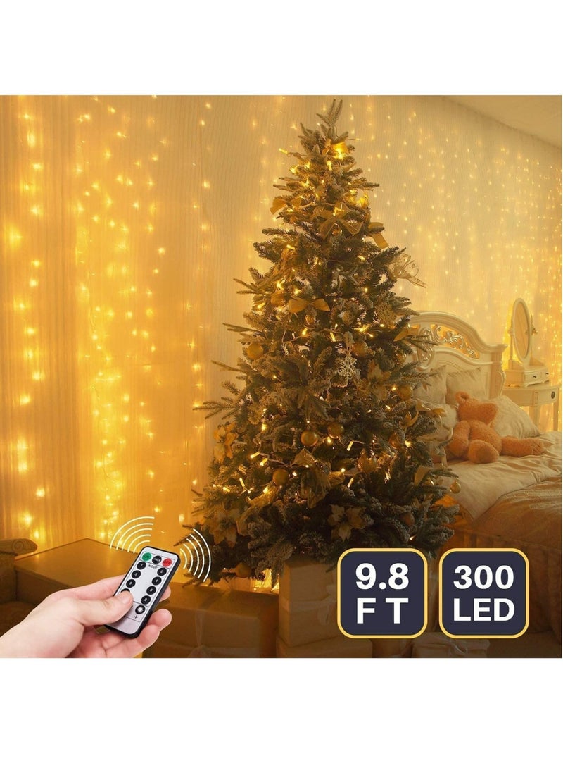 Captaintech Fairy String Lights, Warm White 300 LED, 9.8x9.8 Feet, Hanging Light for Bedroom Wall, Home Decor Lighting, Lighted Bed Room Curtain, Party Wedding Decorations Backdrop - Image 4