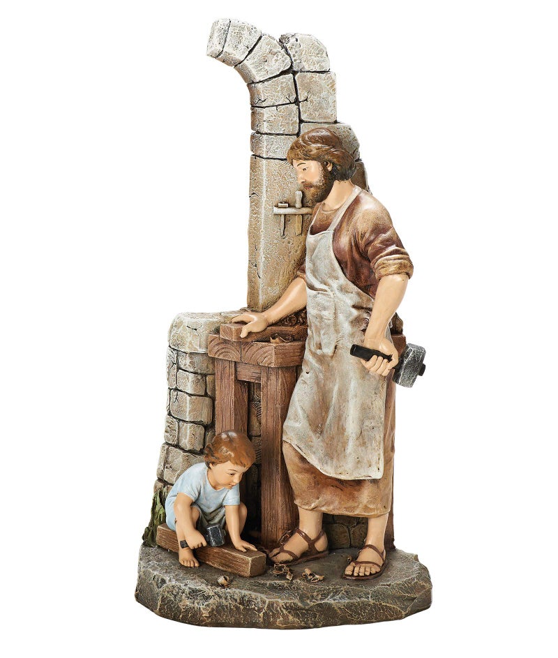 Josephs Studio by Roman Carpenters Apprentice Figure Life of Christ Renaissance Collection 1275 H Resin and Stone Religious Gift Decoration Collection Durable Long Lasting