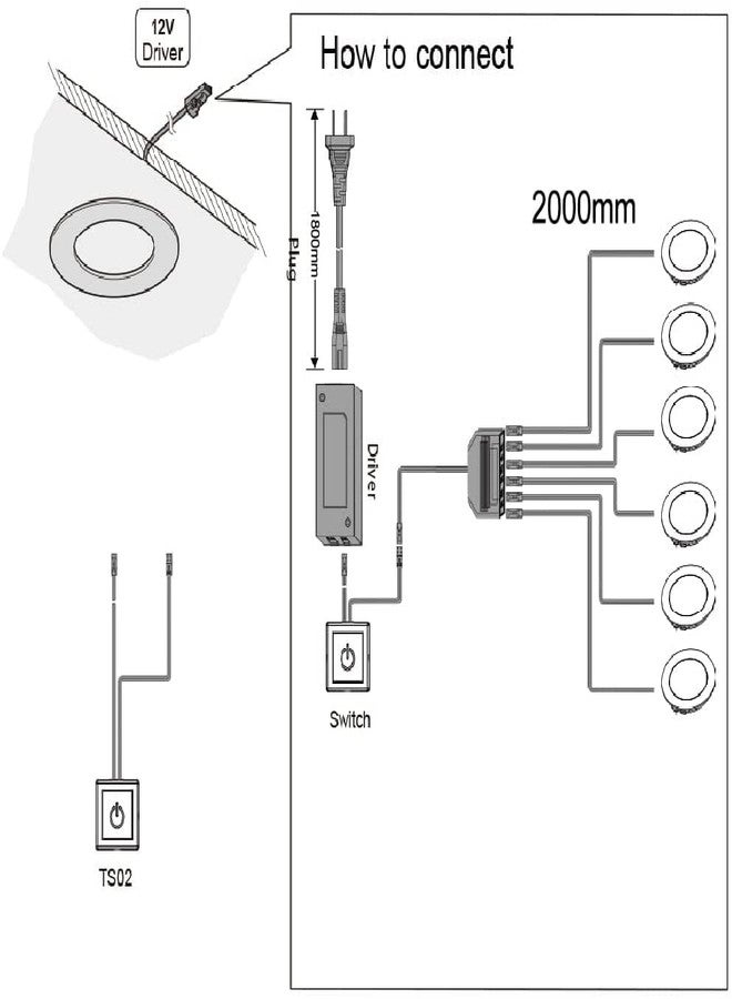 VST Under Cabinet Lights Plug in with Wired Touch Dimmer Switch,Recessed or Surface Mount,Natural White 3000K 12V 2W(12W Total, 60W Equivalent),6 Pack White Puck Lights Fixtures - Image 4