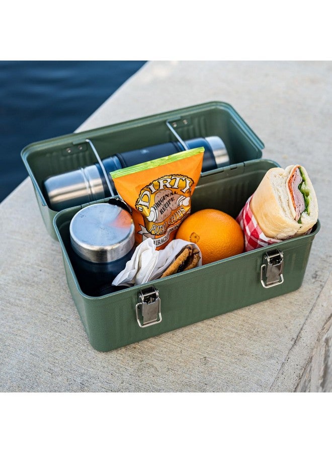 Stanley Stanley Classic Lunch Box 10 qt | Vintage Metal Lunchbox | Durable Meal Container with Handle and Latch | Stores Food, Drinks, Thermos, Water Bottle | Hammertone Silver  - Image 2