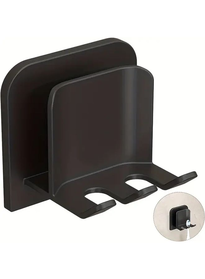 Black Self-Adhesive Aluminum Toothbrush Holder Wall Mounted No Drill Bathroom Organizer - Image 1