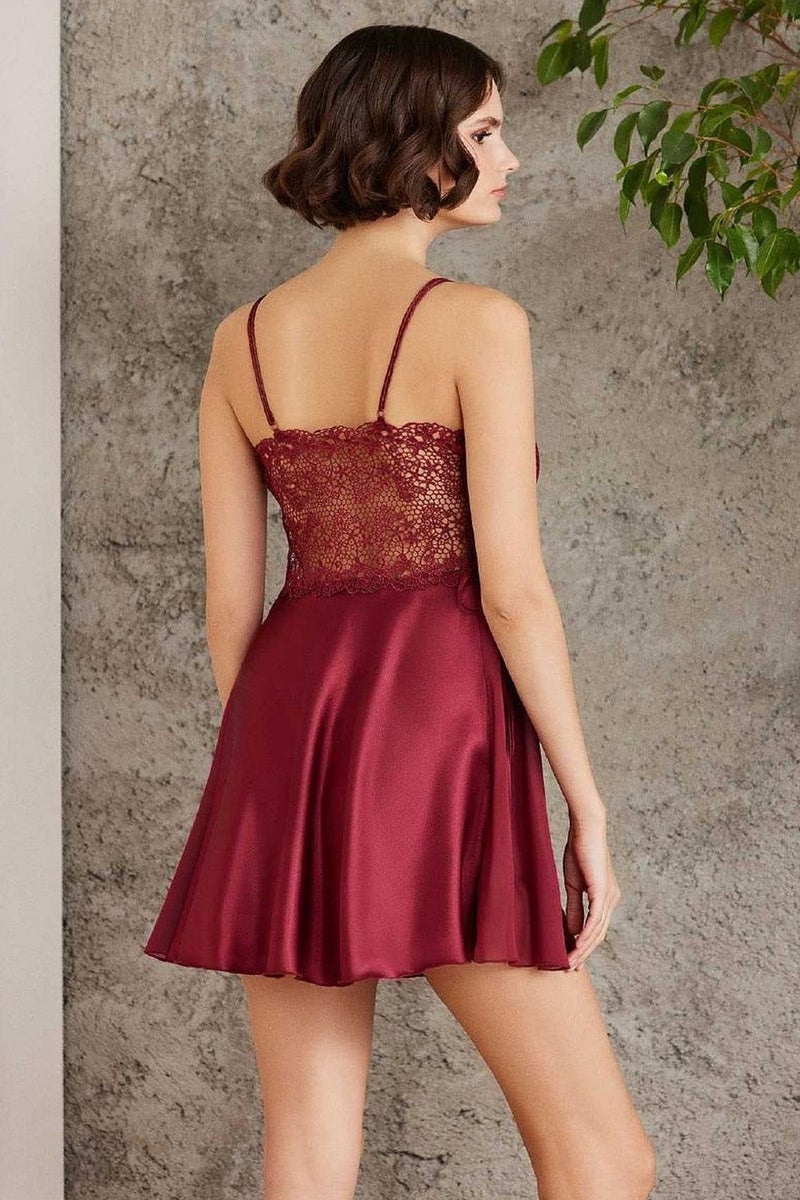 pierre cardin 6005 Women's Satin Lace 6-Piece Dowry Set-Burgundy  - Image 5