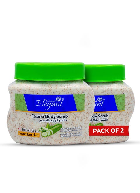Pack of 2 Cucumber Deep Exfoliating Face and Body Scrub 500ml