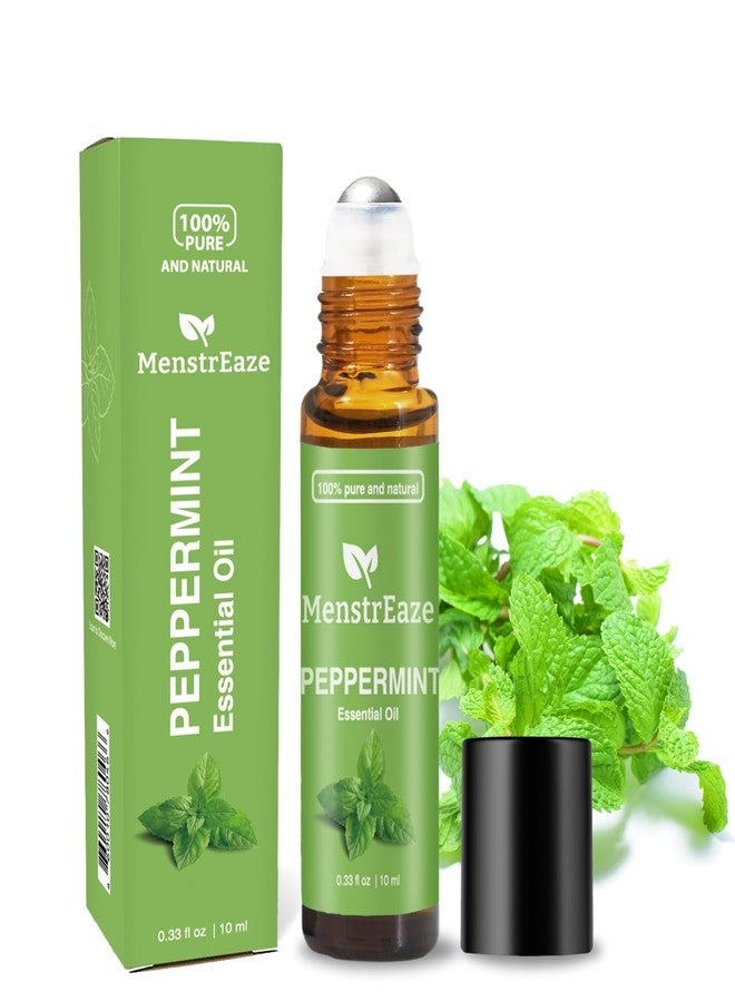 MenstrEaze Peppermint Essential Oil Roll On, Migraine & Headache Support, High Potency, Mentha Piperita, 100% Pure Natural, Refreshing and Calming, Nausea Support, 10ml - Image 1