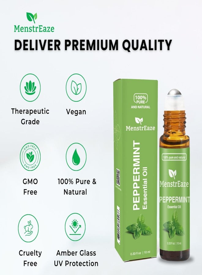 MenstrEaze Peppermint Essential Oil Roll On, Migraine & Headache Support, High Potency, Mentha Piperita, 100% Pure Natural, Refreshing and Calming, Nausea Support, 10ml - Image 4