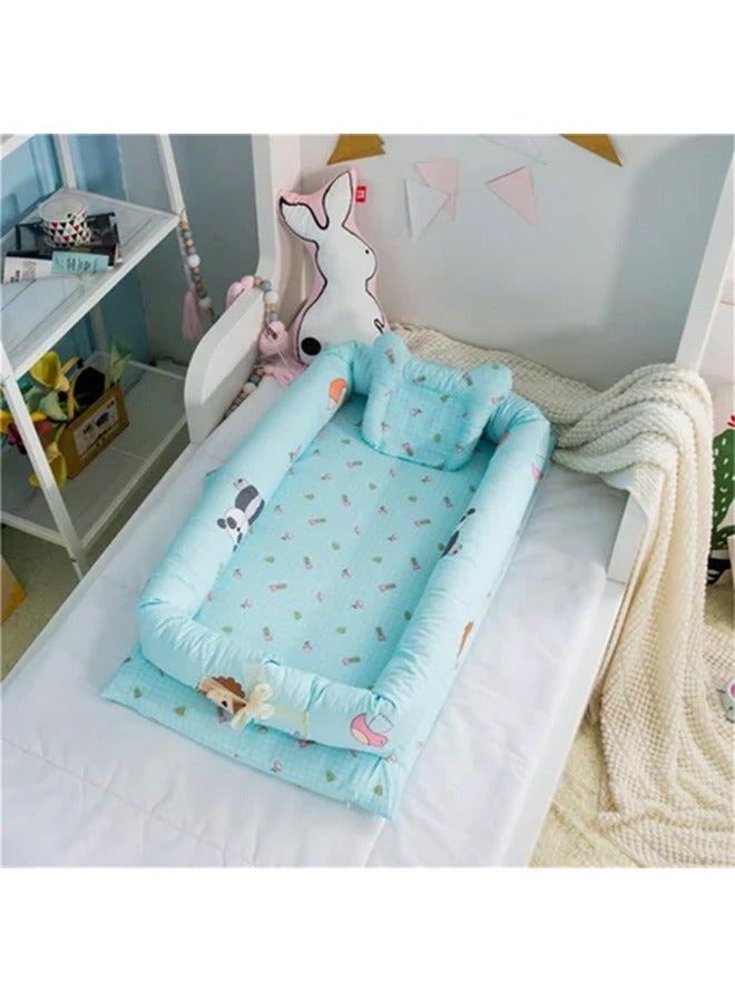 Baby Lounger for Newborn,Soft Breathable Baby Nest Co Sleeping for Baby Boys & Girls in Bed with Pillow,Portable Newborn Lounger Adjustable Size, Lengthen Space to 24 Months, Can Be Used for Bedroom/Travel/Camping（Without Blanket）  - Image 1