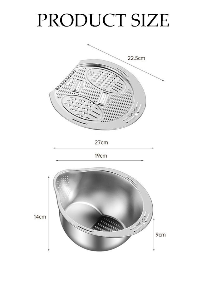 DUNISO Multipurpose 304 Stainless Steel Rice Strainer Basket, 4-in-1 Strainer Bowl with Side Drain Basket and Built-in Grater,Versatile Kitchen Tool Suitable for Cleaning Fruits, Vegetables, and Beans - Image 2