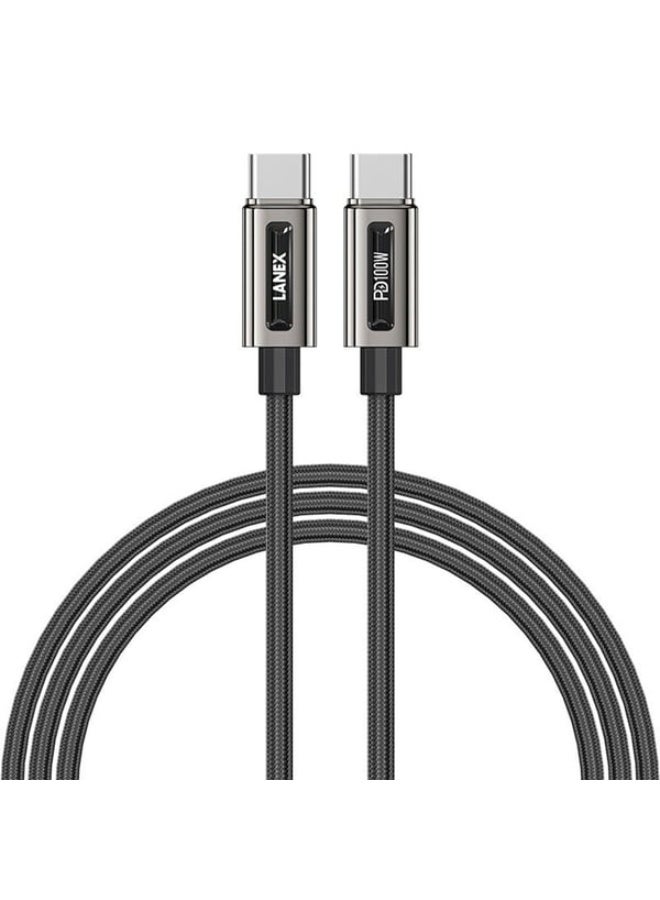 لانيكس كابل Lanex USB C إلى C بطول 1.5 متر، أسود - LS48CC - Image 1