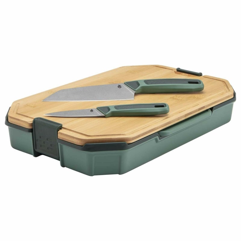 Gerber Gear ComplEAT Cutting Board Set - Cutting Board Kit with Polypropylene & Bamboo Cutting Boards - Features Paring Knife & Chef's Knife in Nesting Design - Image 1