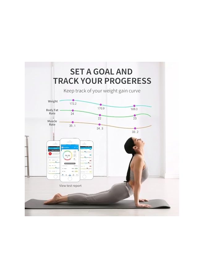 promass Multifunctional Smart Body Fat Scale, Electronic Led Digital Weight Bathroom Scale With Smartphone App, Support 17 Languages And Indoor Temperature Measurement, 260 * 260 * 23Mm Whtie - Image 3