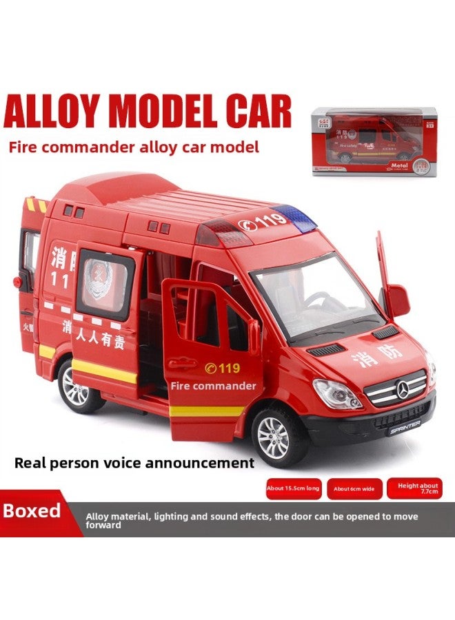 (Boxed) Jiaye 1:32 Ambulance Fire Special Police Van Alloy Car Model Sound And Light Pull Back 32463-Color:Red Elimination  - Image 1