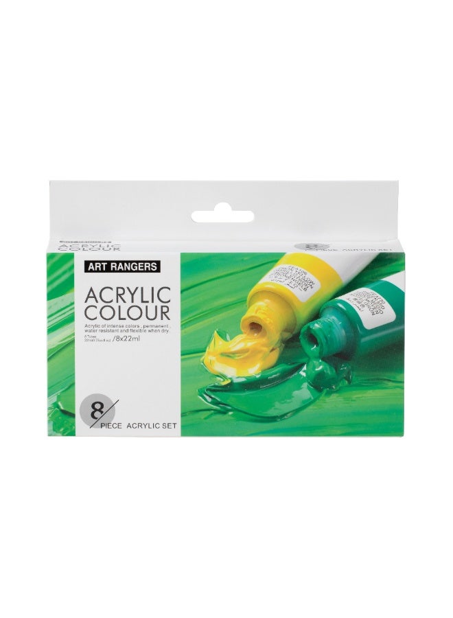 ART RANGERS Acrylic Colour Set – 8 Intense, Permanent & Water-Resistant Tubes (22ml) - Image 2