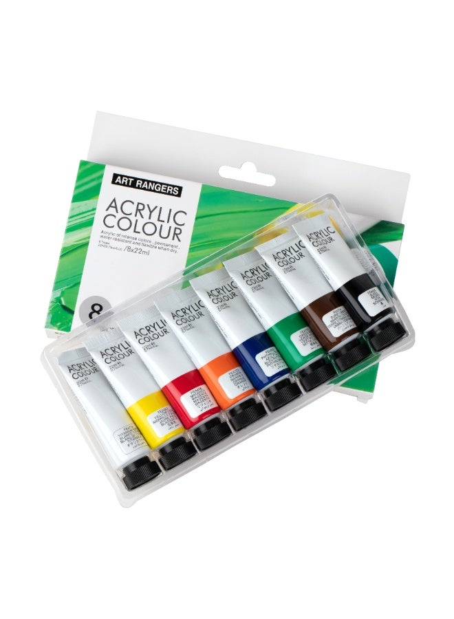 ART RANGERS Acrylic Colour Set – 8 Intense, Permanent & Water-Resistant Tubes (22ml) - Image 1