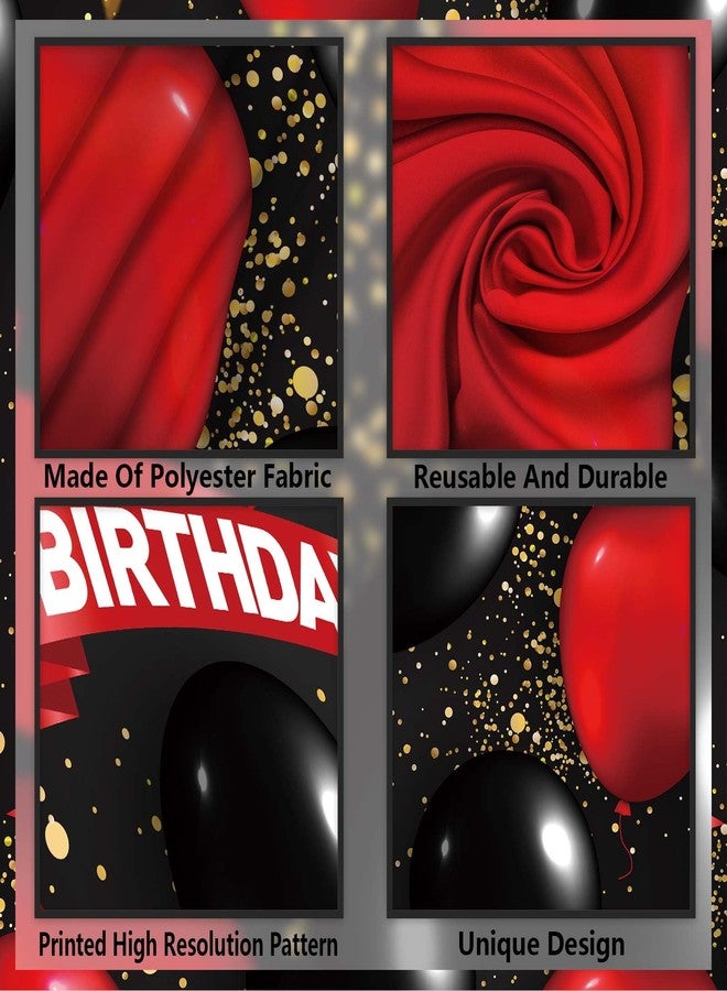DZTRELFK Happy 18th Birthday Red and Black Banner Backdrop Balloons Theme Decor Decorations for Girls Women Princess 18 Years Old Birthday Party Bday Supplies Photo Booth Props Background Favors Glitter Gold - Image 3
