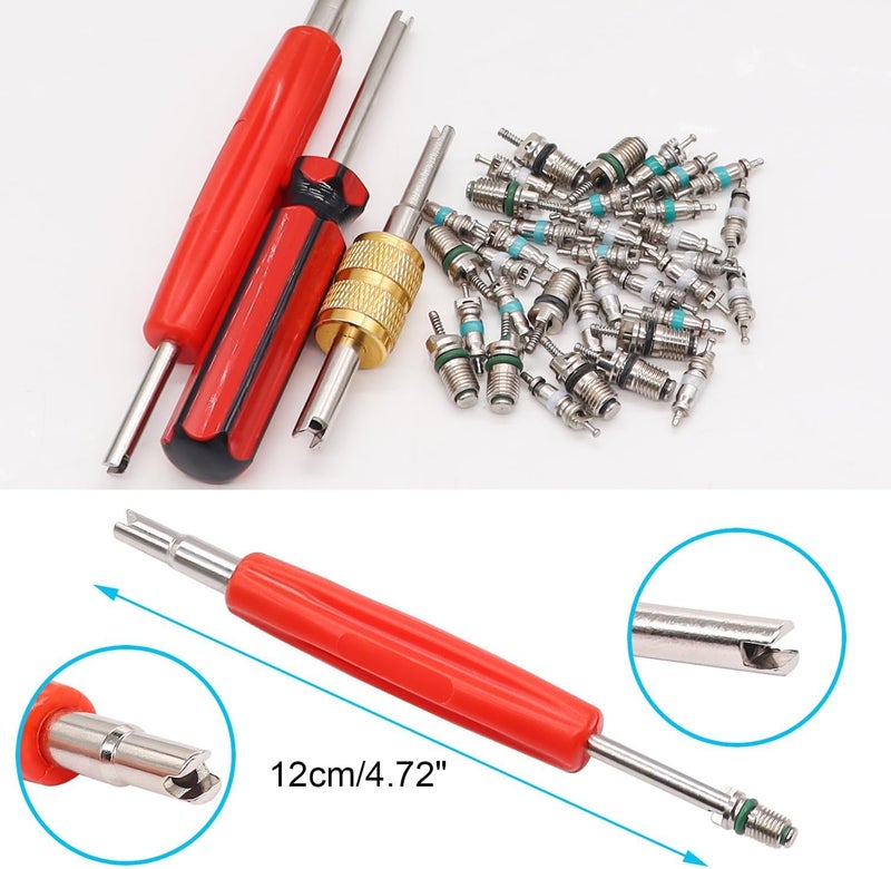 Excefore 39PCS Air Conditioning Valve Core Kit, R12 R134a Schrader Valve Stem Cores for Car & Home AC, Includes Single & Dual Heads Valve Core Remover Installer Tool - Image 5