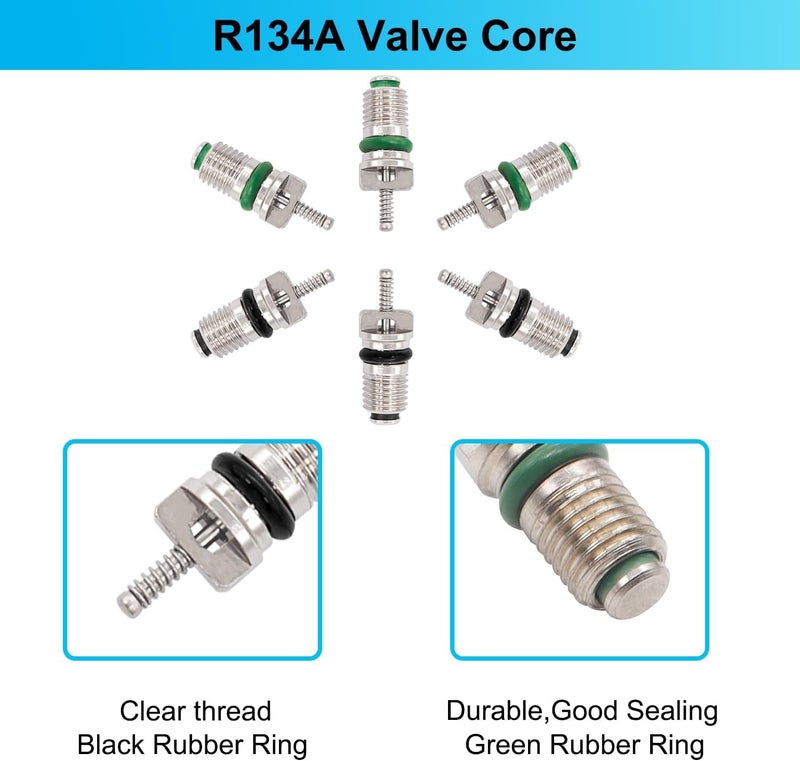 Excefore 39PCS Air Conditioning Valve Core Kit, R12 R134a Schrader Valve Stem Cores for Car & Home AC, Includes Single & Dual Heads Valve Core Remover Installer Tool - Image 2