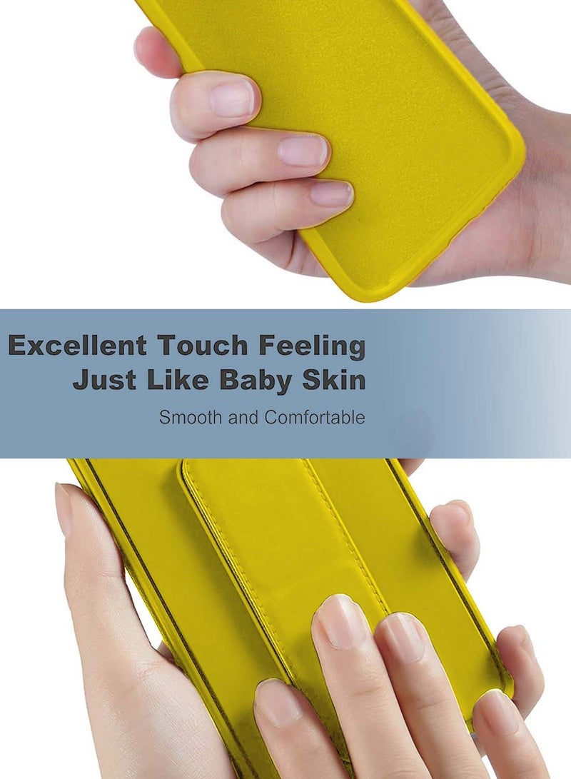 Wtech Apple iPhone 16 2024 Hand Grip Foldable Magnetic Kickstand Wrist Strap Finger Grip with Built-in Iron Case Cover - Yellow - Image 4