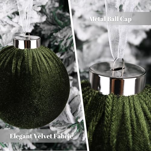 VTYEPOU Christmas Tree Ornaments Velvet Balls - Pack of 15pcs Shatterproof Xmas Bulbs Decorations Set - Multicolor Green Brown Neutral, 80mm 3.15 inch - Image 3