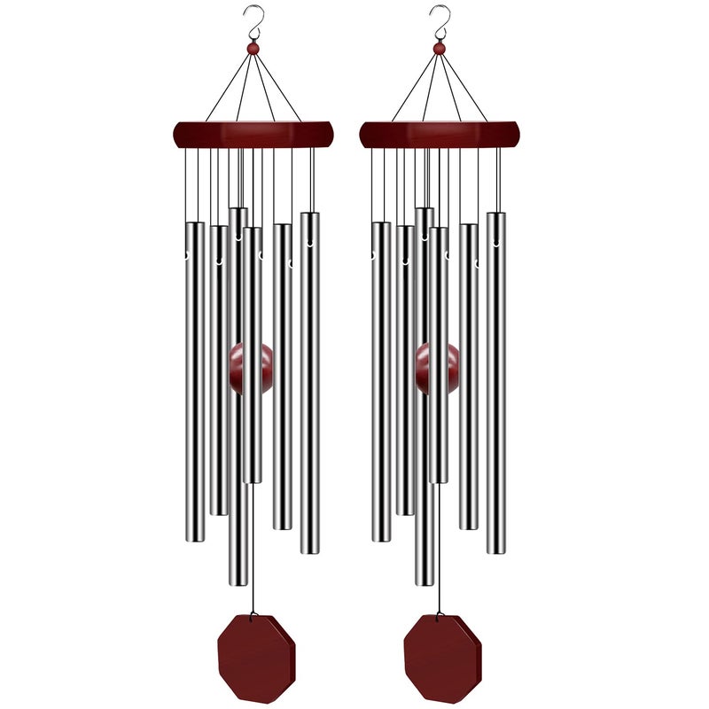 Pgzsy 2 Pack Pgzsy Memorial Wind Chimes Outdoor Large Deep Tone, Elegant Sympathy Wind-Chime Personalized with 6 Tuned Tubes for Garden Patio Balcony and Home - Image 1
