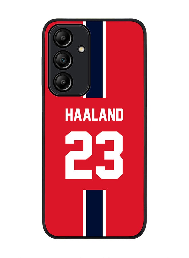 Stylizedd Rugged Black Edge Case for Samsung Galaxy A55, Slim fit Case Thin Cover -  Football Team - Norway, Player Name - Haaland - Image 1