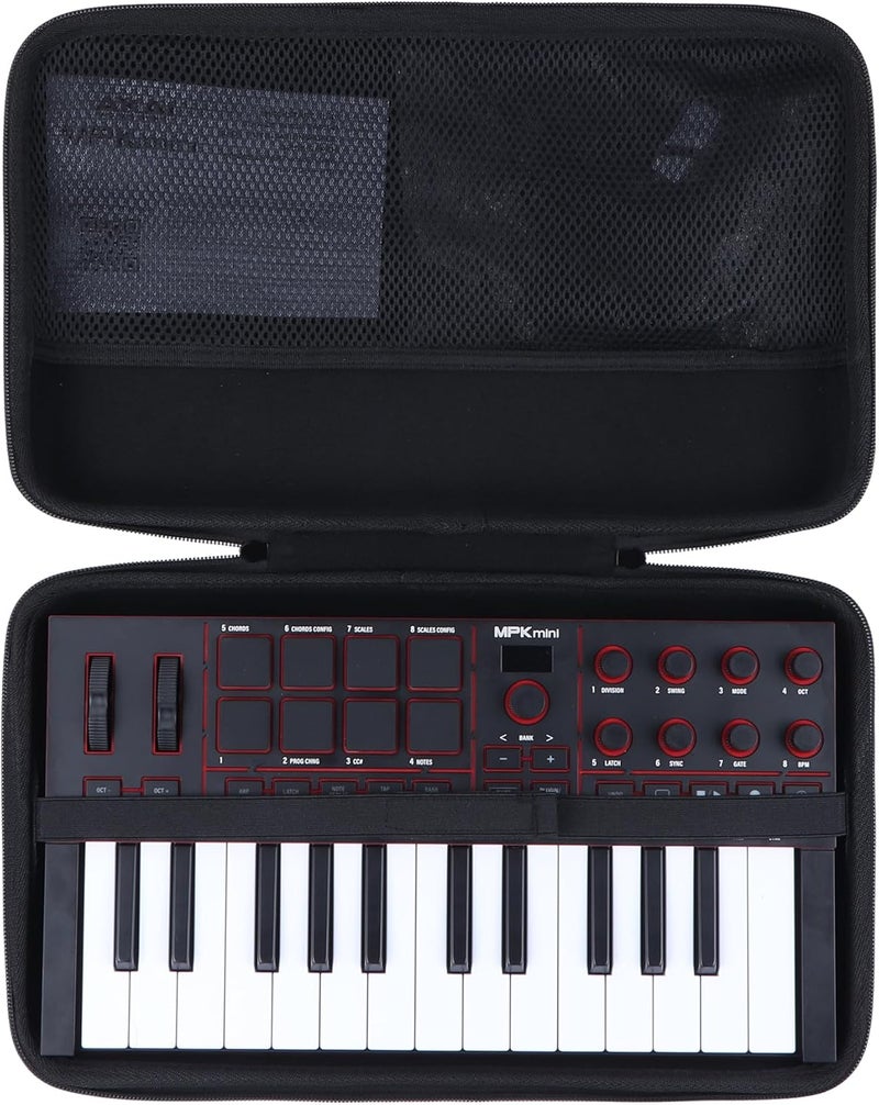 Lebakort Hard Case Compatible with Akai Professional MPK Mini IV USB-C MIDI Keyboard Controller, Black, Case - Image 1