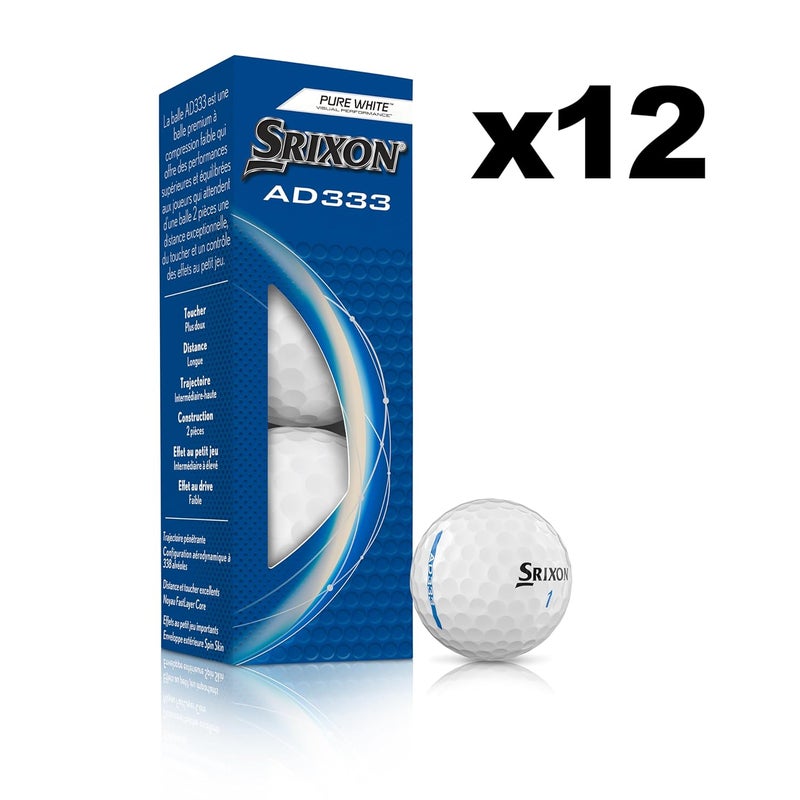Srixon AD333 11 - High-Performance Distance and Speed Golf Balls - Low Compression - For Consistency and Control - Alignment Line - Premium Golf Accessories and Golf Gifts, White - Image 2