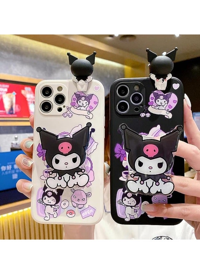 general Kawaii Silicone Case for iPhone 15 Pro Max/15 Pro/15 Plus/15 with Foldable Cartoon Design Phone Case for Girls - Image 2
