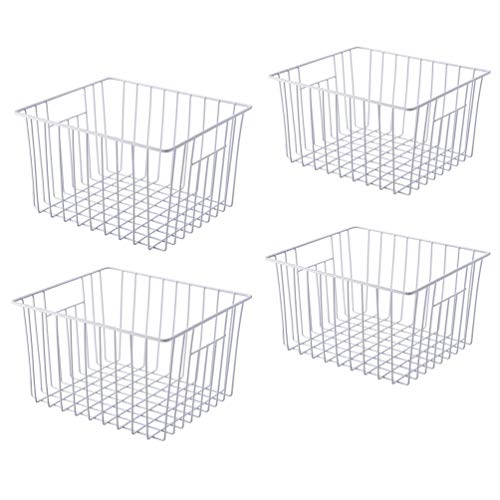 lonpute Freezer Baskets Storage Organizer, Refrigerator Metal Wire Basket bins, Household Bins with Built-in Handles for Kitchen Cabinets, Freezer, Pantry, Closets, Bathrooms, 4 Packs - Image 1