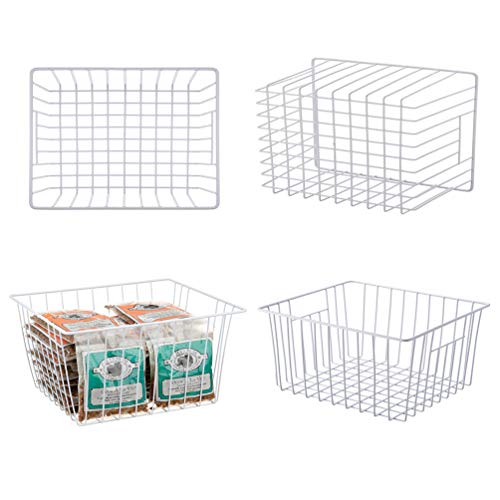 lonpute Freezer Baskets Storage Organizer, Refrigerator Metal Wire Basket bins, Household Bins with Built-in Handles for Kitchen Cabinets, Freezer, Pantry, Closets, Bathrooms, 4 Packs - Image 3