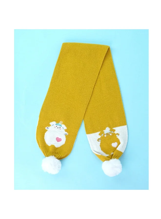 LITTLE SURPRISE BOX 2Pcs Occur White Bear Themed Beanie Winter Cap With Matching Long Style Neck Mufflers For Kids