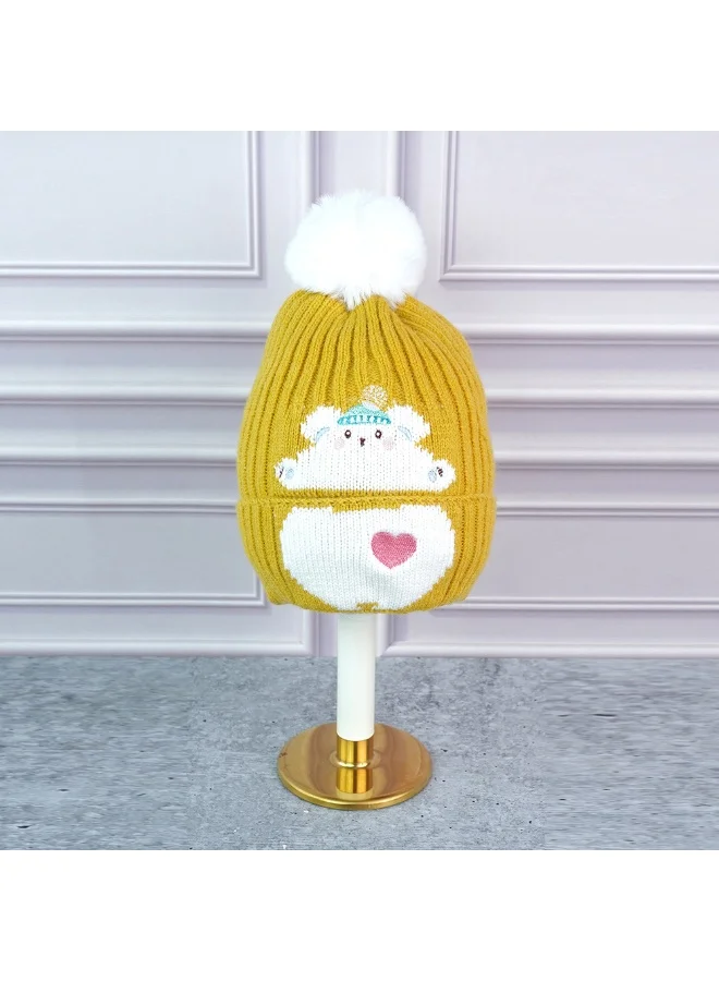 LITTLE SURPRISE BOX 2Pcs Occur White Bear Themed Beanie Winter Cap With Matching Long Style Neck Mufflers For Kids