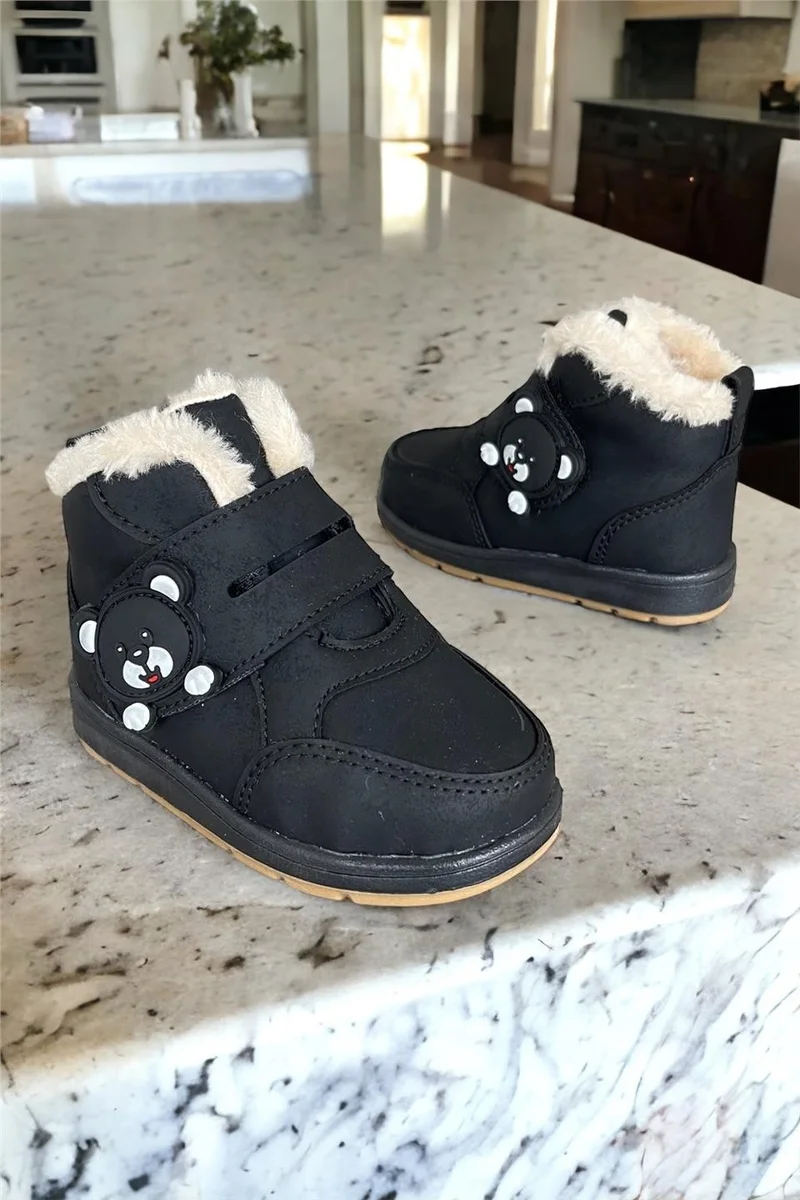 Liger Panda Detailed Kids Baby Boots Black