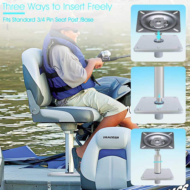 CLLOMAGY Boat Seat Base Mount Boat Seat Pedestal Base Mount Plate for 3/4" Pin Post Socket, Heavy Duty Marine Pedestal Bracket for Most Marine Fishing Pontoon Bass - Image 2