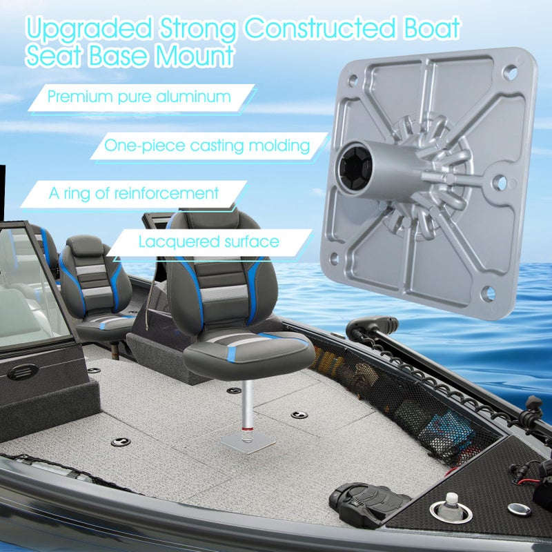 CLLOMAGY Boat Seat Base Mount Boat Seat Pedestal Base Mount Plate for 3/4" Pin Post Socket, Heavy Duty Marine Pedestal Bracket for Most Marine Fishing Pontoon Bass - Image 5