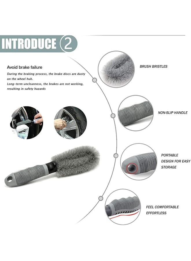 شواي مجموعة فرش تنظيف عجلات السيارة، مكونة من 3 قطع، فرشاة عجلات، فرشاة إطارات، منظف جنوط، تنظيف بزاوية 360 درجة بدون انسداد، فرشاة تفاصيل السيارة، لغسل إطارات الدراجات النارية أو الدراجات الهوائية - Image 4