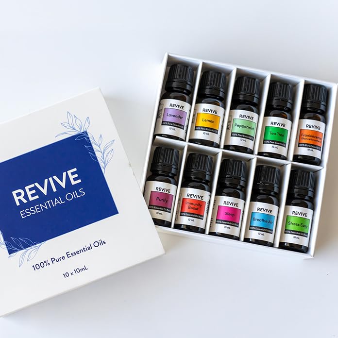 REVIVEEO طقم البداية من ريفيف للزيوت الأساسية - 100% نقية من الدرجة العلاجية، للاستخدام في الناشر، المرطب، التدليك، العلاج بالروائح، العناية بالبشرة والشعر - Image 2