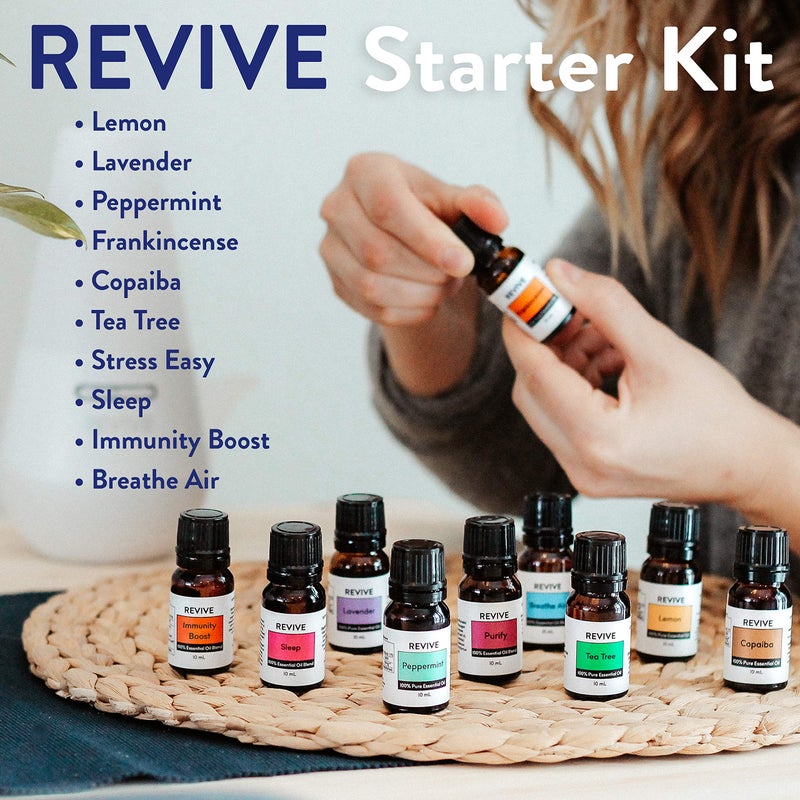 REVIVEEO طقم البداية من ريفيف للزيوت الأساسية - 100% نقية من الدرجة العلاجية، للاستخدام في الناشر، المرطب، التدليك، العلاج بالروائح، العناية بالبشرة والشعر - Image 3