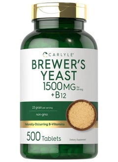 Brewers Yeast Tablets with Vitamin B12 | 500 Count | 1500mg | Non-GMO & Gluten Free