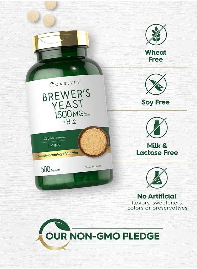 CARLYLE - Brewers Yeast Tablets with Vitamin B12 | 500 Count | 1500mg | Non-GMO & Gluten Free - Image 1