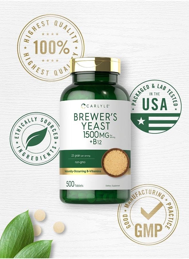CARLYLE - Brewers Yeast Tablets with Vitamin B12 | 500 Count | 1500mg | Non-GMO & Gluten Free - Image 1